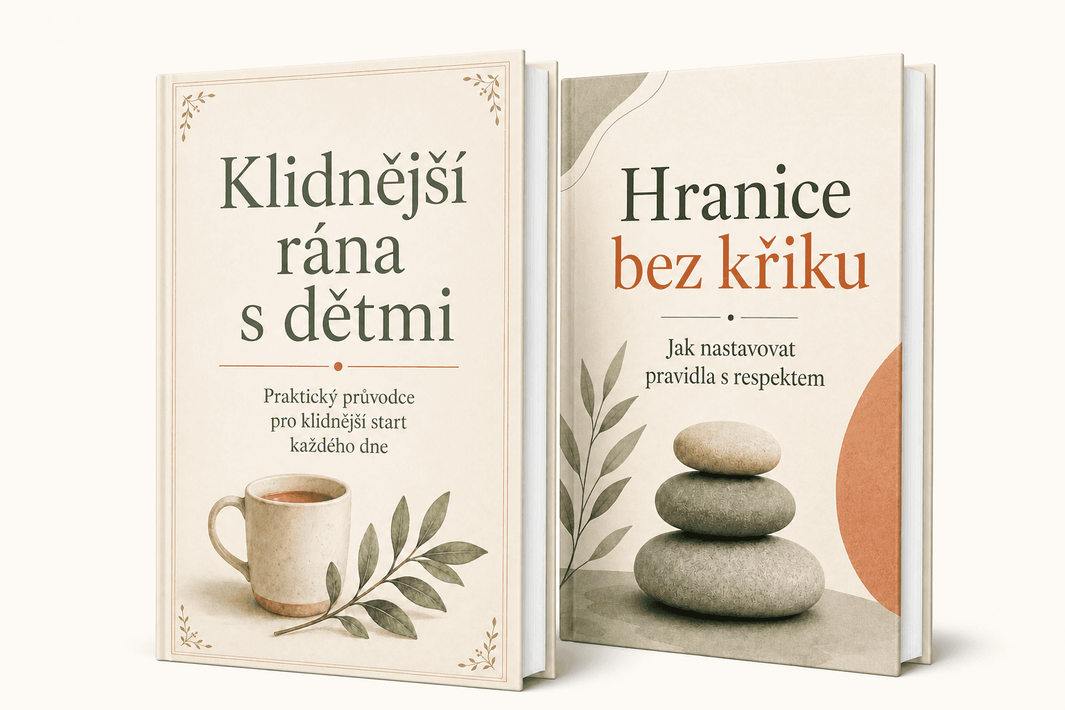 Obálky knih v balíčku Klidnější rána + Hranice bez křiku